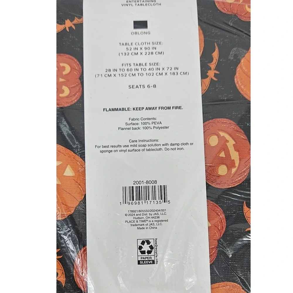 NOS‎ 3 Halloween Party Tableclothes Vinyl 2 round 1 lg oval skeletons pumpkins